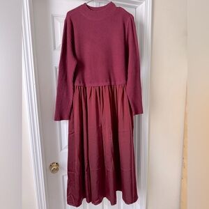 Elements burgundy red maxi sweater long sleeve winter holiday dress, size 18/20